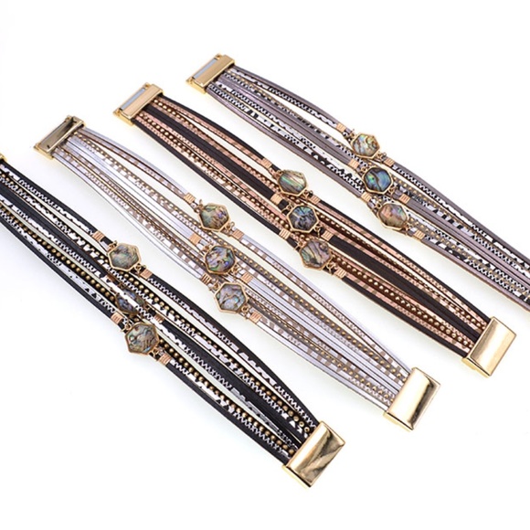 COPY - Leather Paua Abalone Shell bracelet with magnetic clasp - Picture 3 of 3